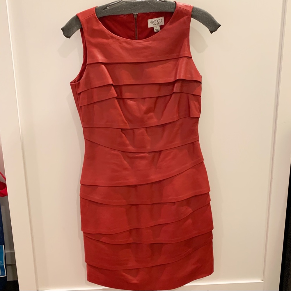 VAKKO Red Leather Dress